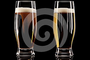 Close-up of hands clinking full beer glasses in a celebratory toast of joy and friendship