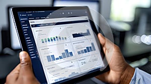A close-up of hands holding a digital tablet photo