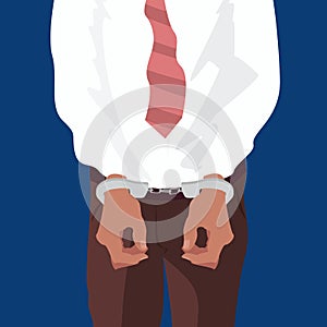 Close up hands of man in handcuffs