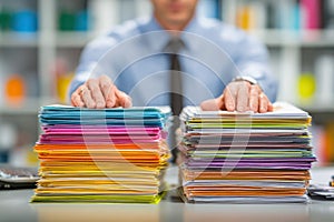 Close-up of Hands Organizing Documents on a Work Desk