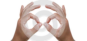 Close up of hands sign, sign language.