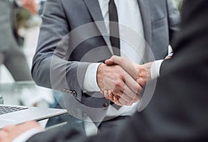 close up. handshake of business people in the office