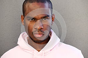 Close up handsome african american man staring
