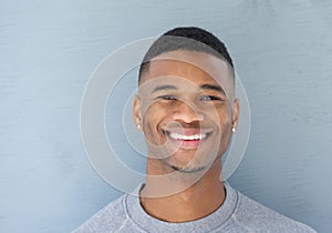 Close up handsome young black man smiling