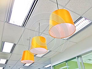 Close up hanging ceiling lamp with light bulb decoration luxury style
