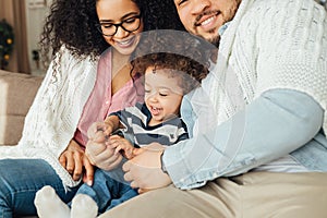 Close up of happy family spending time together