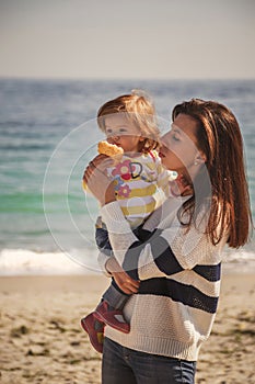 Close up of happy loving family, mother and beautiful daughter t