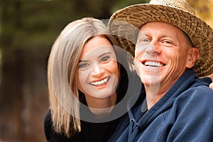 Close up a happy middle age couple outdoors