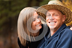 Close up a happy middle age couple outdoors