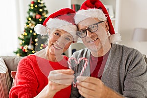 Close up of happy senior couple at christmas