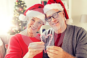 Close up of happy senior couple at christmas