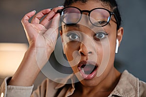 Close up of a happy young attractive african business woman