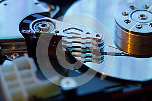 Close up of hard disk with abstract reflection