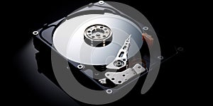 Close-up of a hard disk drive