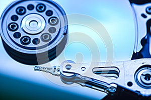 Close-up of hard disk drive: exploring data storage technology