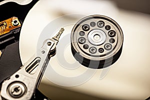 Close-up of hard disk drive: exploring data storage technology