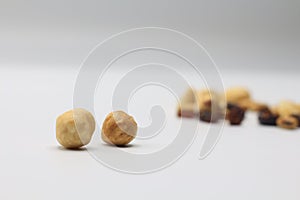 Close up of hazelnuts