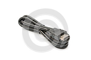 Close-up, HDMI Cable of satellite isolated on white background with clipping path. Selective focus