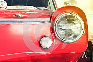 Close Up of Headlight Lamp Vintage Classic Car