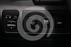 Modern car interior: parts, buttons, knobs