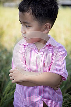 Close up headshot of cheerful asian children toothy smiling face of happiness emotion