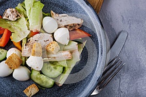 Close-up healthy salad. Balanced lunch