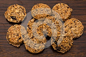 Close up of healthy shortbread oat cakes