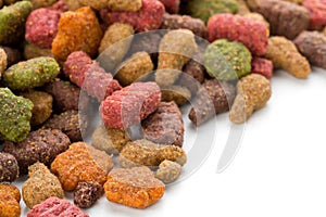 Close up of a heap of dry pet food