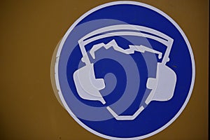 Close up of an hearing safey sign