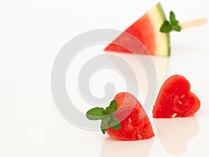 Close up of heart shap watermelon