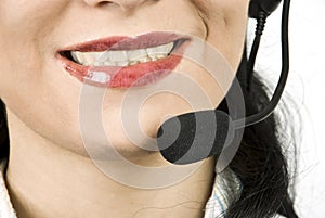 Close up helpdesk agent with headset