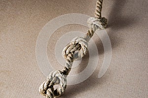 Close-up of  Hemp rope with multiple knots