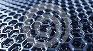 A close-up of a hexagonal lattice pattern, resembling a molecular or graphene