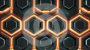 A close up of a hexagonal pattern with neon lights