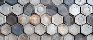 Close Up of Hexagonal Tile Wall