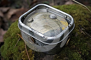 close-up of hidden treasure in geocaching container