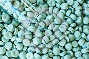 Close up of high-density polyethylene HDPE granules