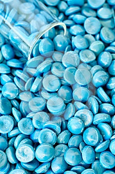 Close up of high-density polyethylene HDPE granules