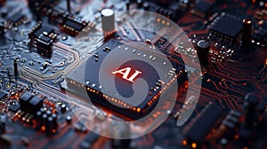 Close up of a high tech computer chip, test 