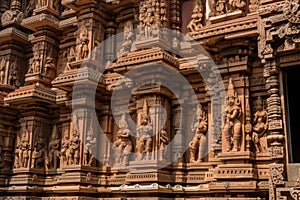 close-up of hindu temple's intricate carvings and sculptures