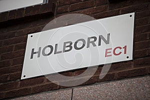 Close-up of Holborn sign