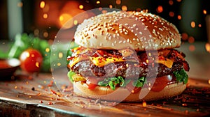 Close-up of home made burgers. Generative AI