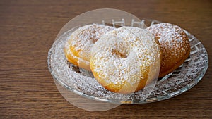 Close up of homemade donuts on a plate