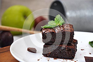 Close up Homemade Fudge Brownies