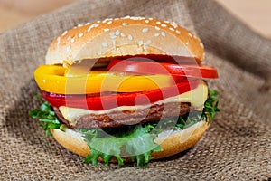 Close up of homemade hamburger
