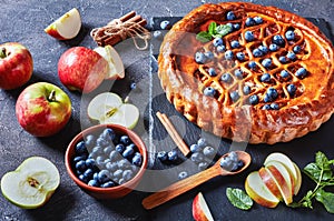 Close-up of homemade tasty Apple Blueberry Pie