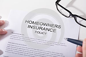 Close-up Of Homeowners Insurance Policy Form