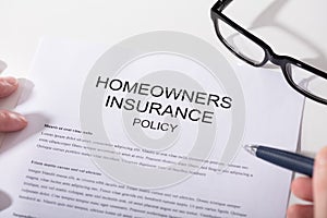 Close-up Of Homeowners Insurance Policy Form photo