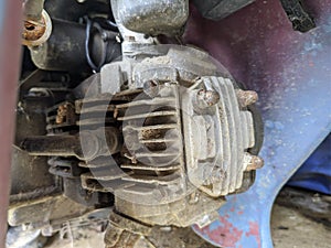 Close-up of honda motorcycle carburetor