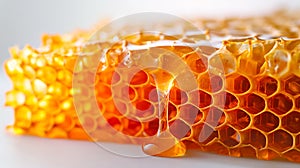 A close up of honeycomb with honey dripping from it. Food, culinary, nature themes and Beekeeping